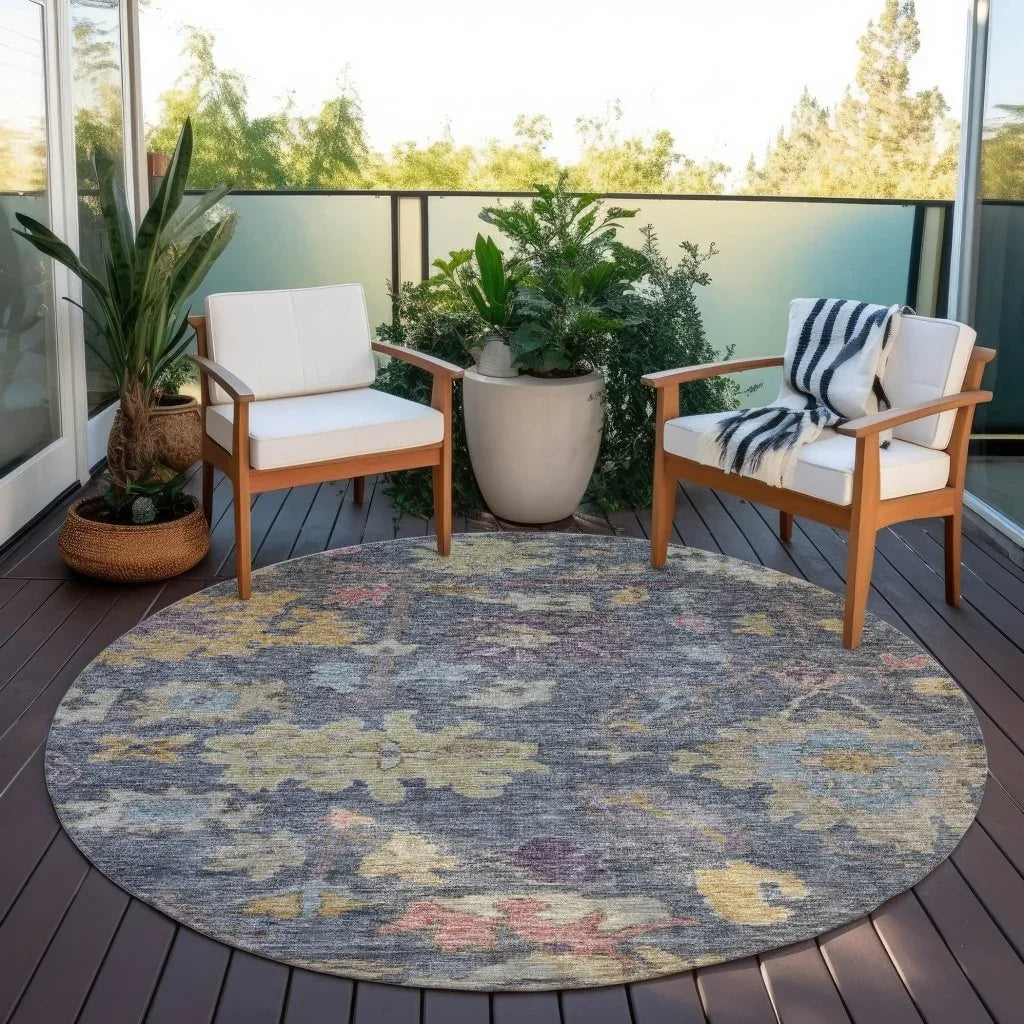 LOOMLAN Rugs Tirana Blue Washable Indoor-Outdoor Rug