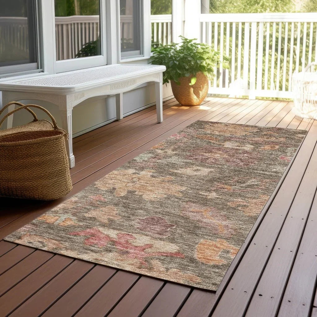 LOOMLAN Rugs Tirana Brown Washable Indoor-Outdoor Rug