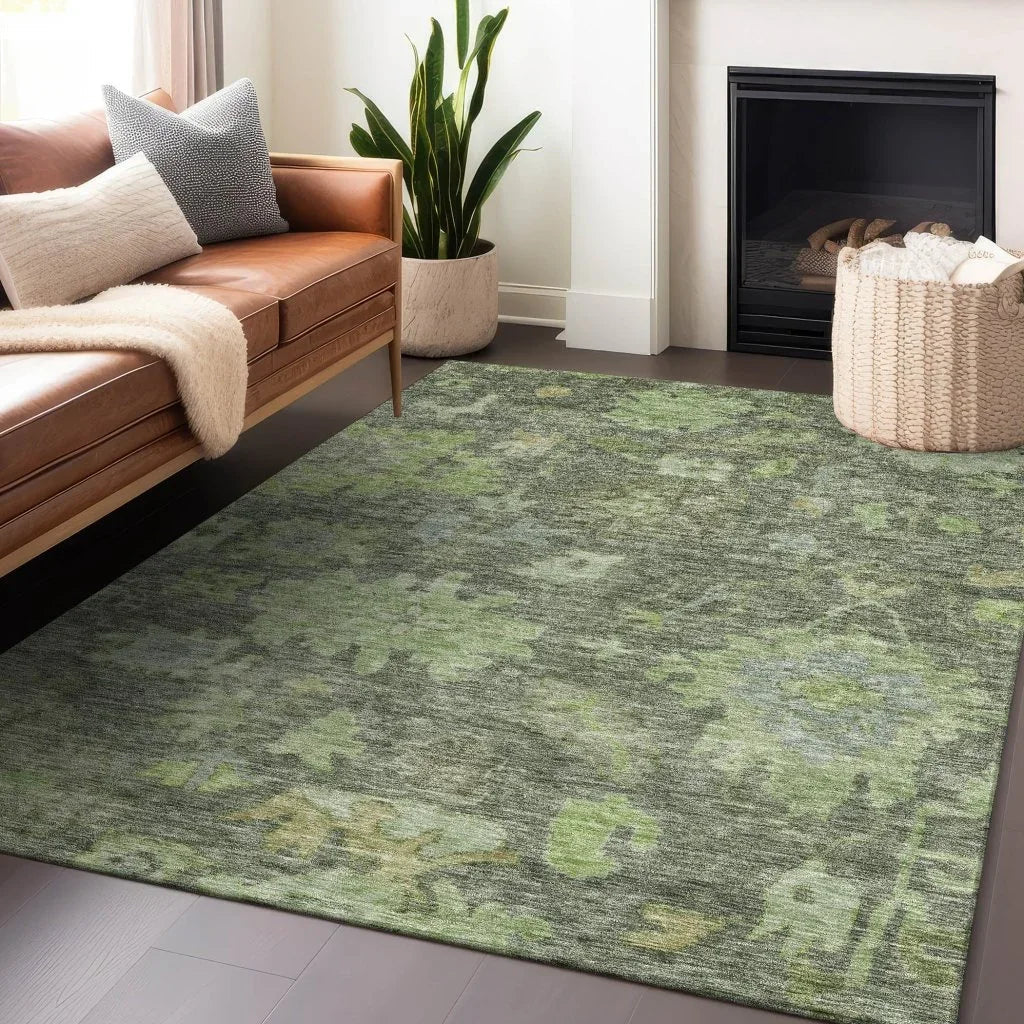 LOOMLAN Rugs Tirana Green Washable Indoor-Outdoor Rug