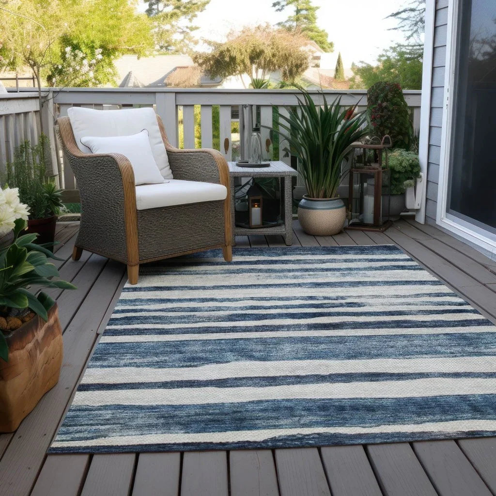 LOOMLAN Rugs Tramma Blue Washable Indoor-Outdoor Rug