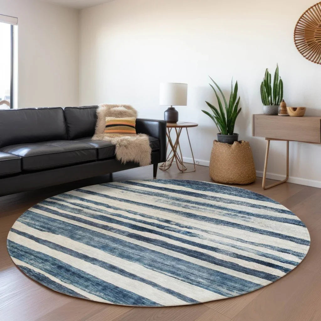 LOOMLAN Rugs Tramma Blue Washable Indoor-Outdoor Rug