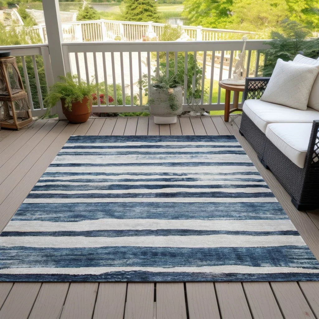 LOOMLAN Rugs Tramma Blue Washable Indoor-Outdoor Rug