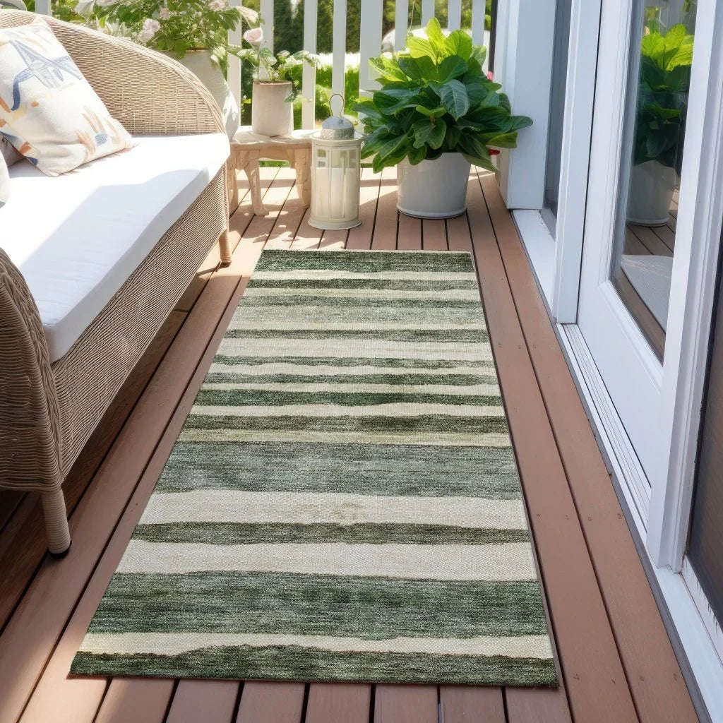 LOOMLAN Rugs Tramma Green Washable Indoor-Outdoor Rug