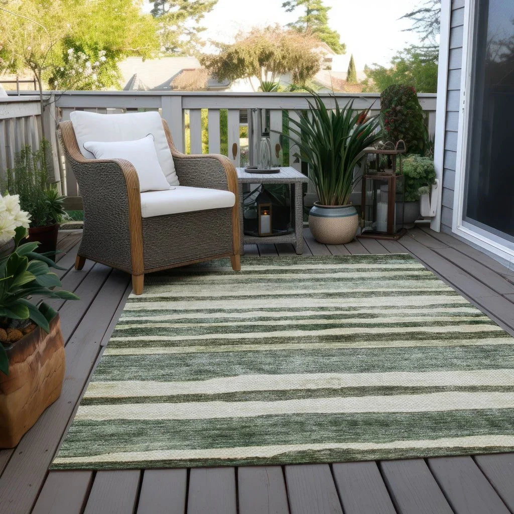 LOOMLAN Rugs Tramma Green Washable Indoor-Outdoor Rug