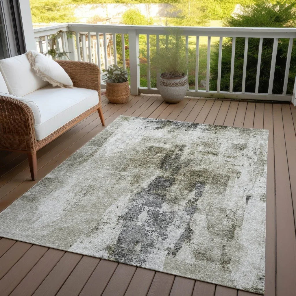 LOOMLAN Rugs Tundra Brown Washable Indoor-Outdoor Rug