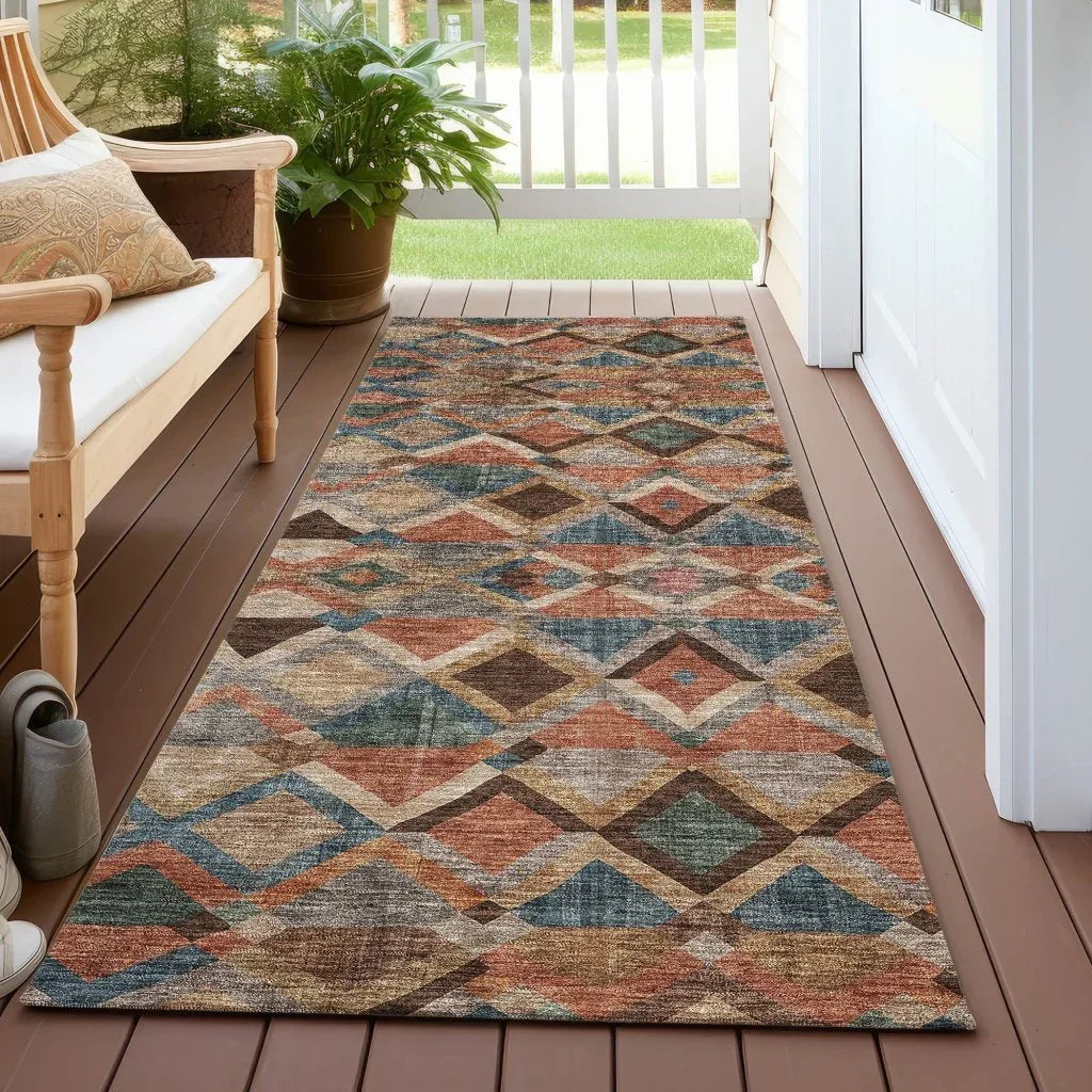 LOOMLAN Rugs Tuska Brown Washable Indoor-Outdoor Rug