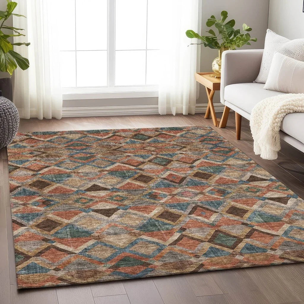 LOOMLAN Rugs Tuska Brown Washable Indoor-Outdoor Rug