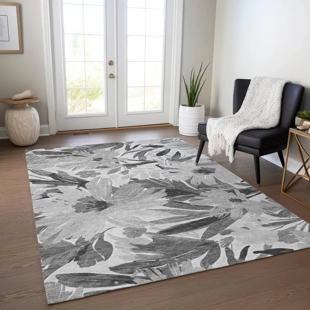 LOOMLAN Rugs Twillith Gray Washable Indoor-Outdoor Rug