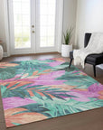 LOOMLAN Rugs Twystra Teal Washable Indoor-Outdoor Rug