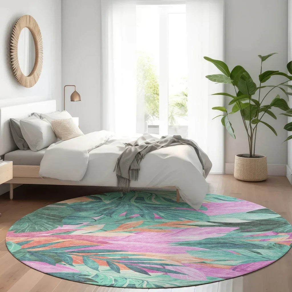 LOOMLAN Rugs Twystra Teal Washable Indoor-Outdoor Rug