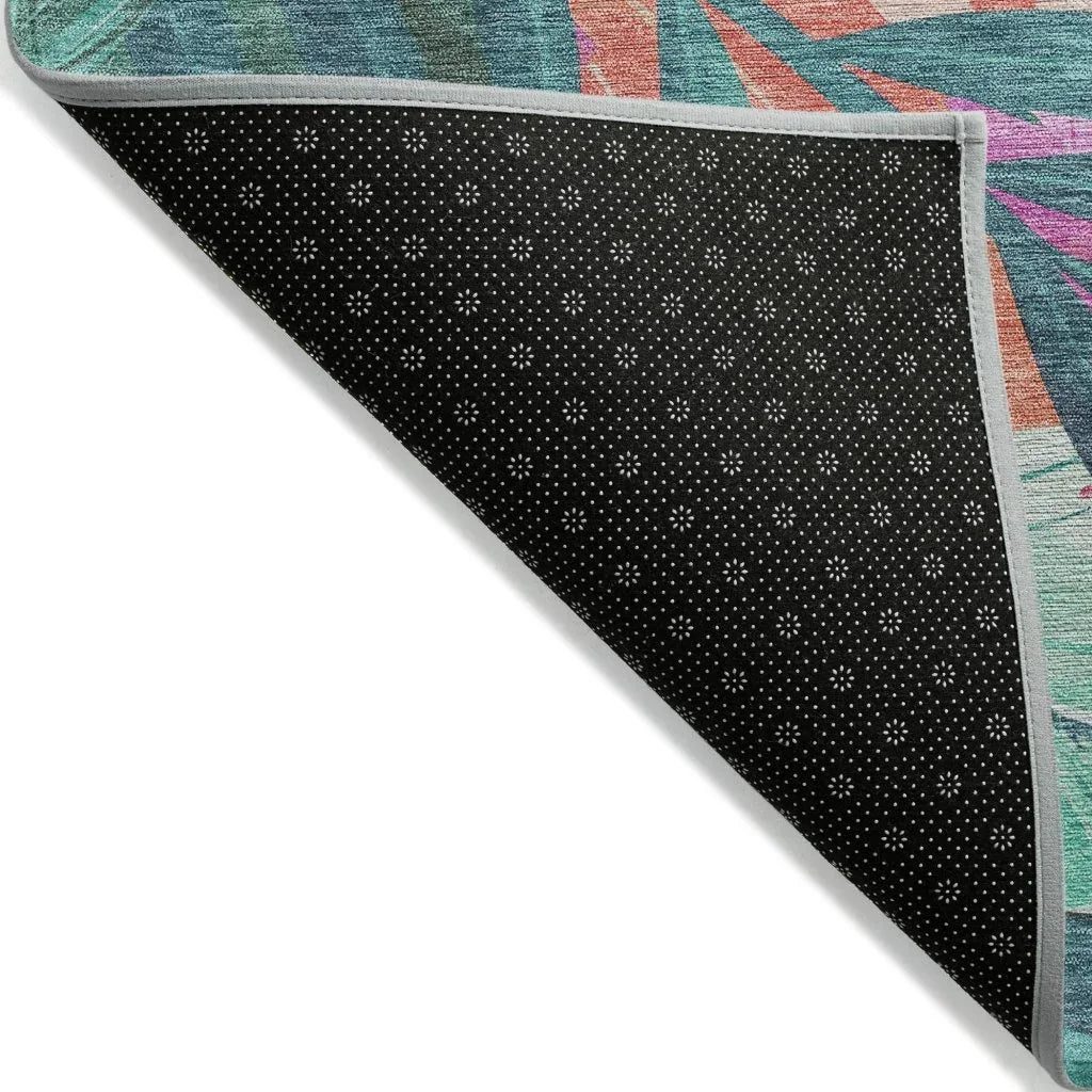 LOOMLAN Rugs Twystra Teal Washable Indoor-Outdoor Rug