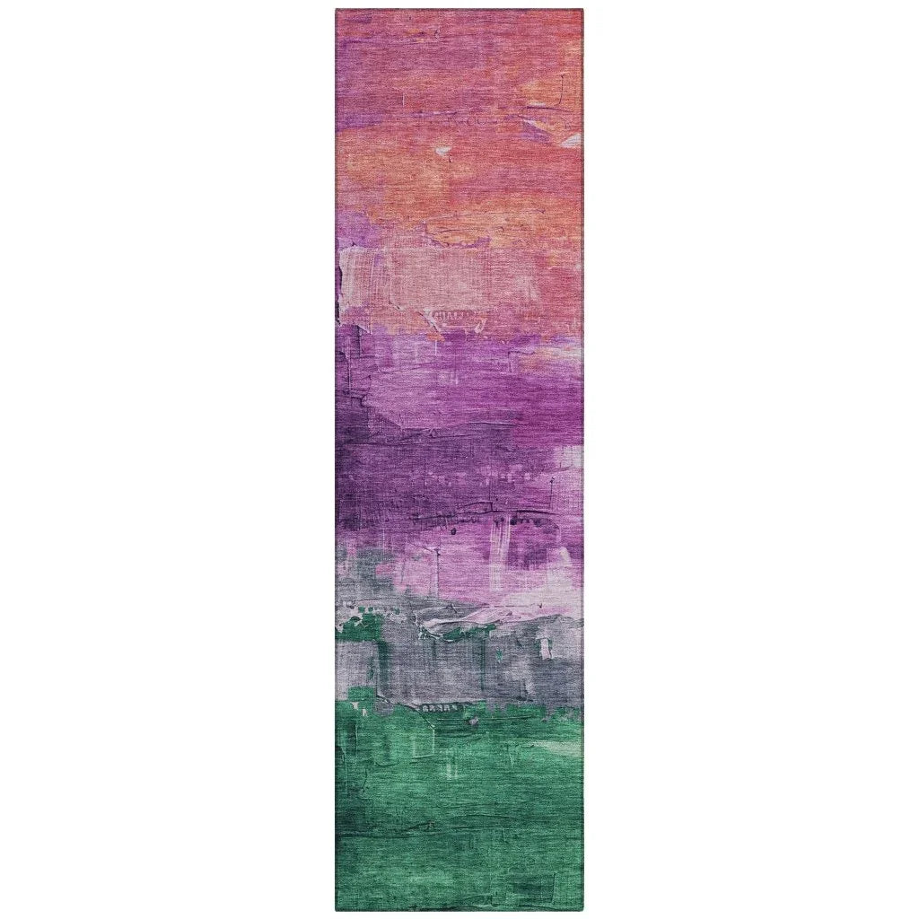 LOOMLAN Rugs Umberelle Purple Washable Indoor-Outdoor Rug