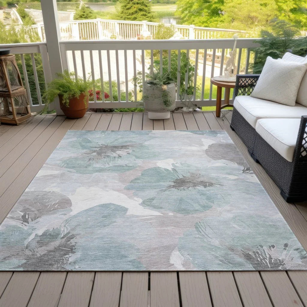 LOOMLAN Rugs Valtoria Blue Washable Indoor-Outdoor Rug
