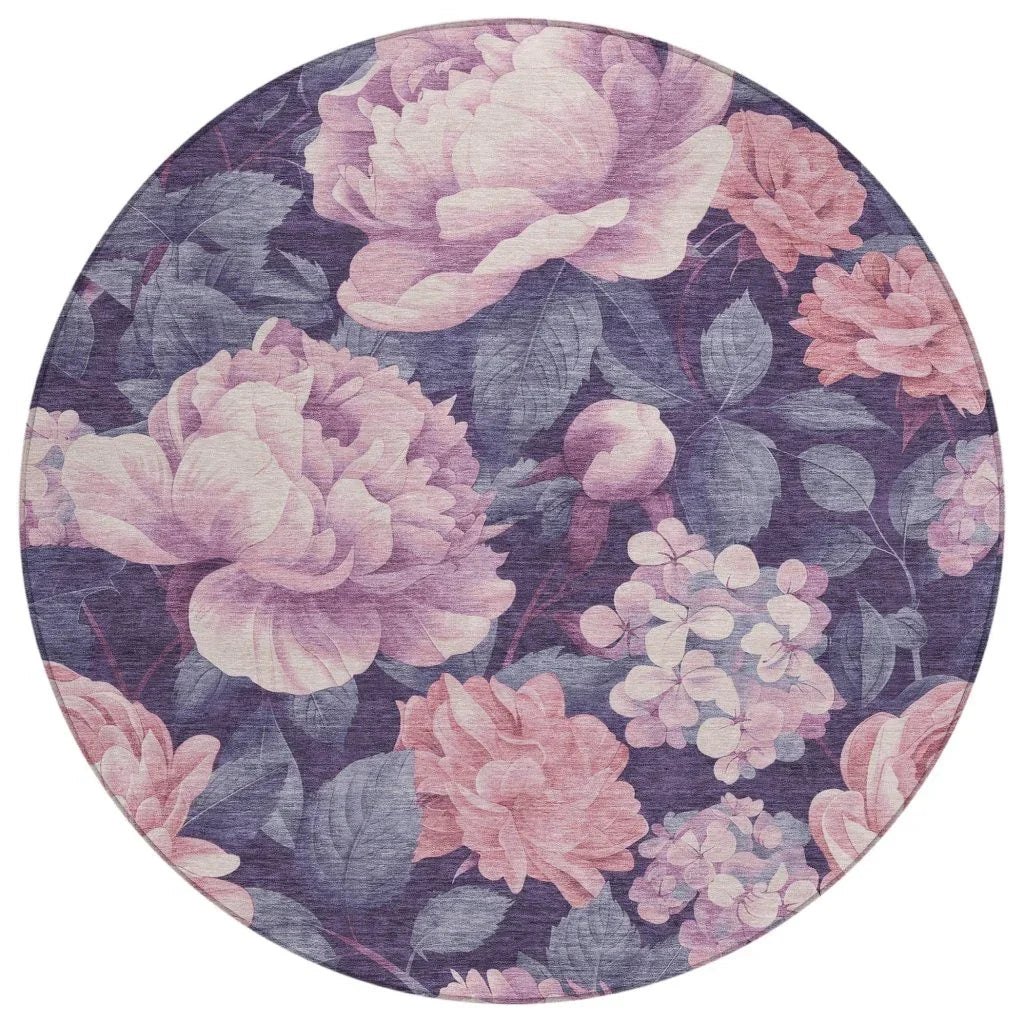 LOOMLAN Rugs Vashira Pink Washable Indoor-Outdoor Rug