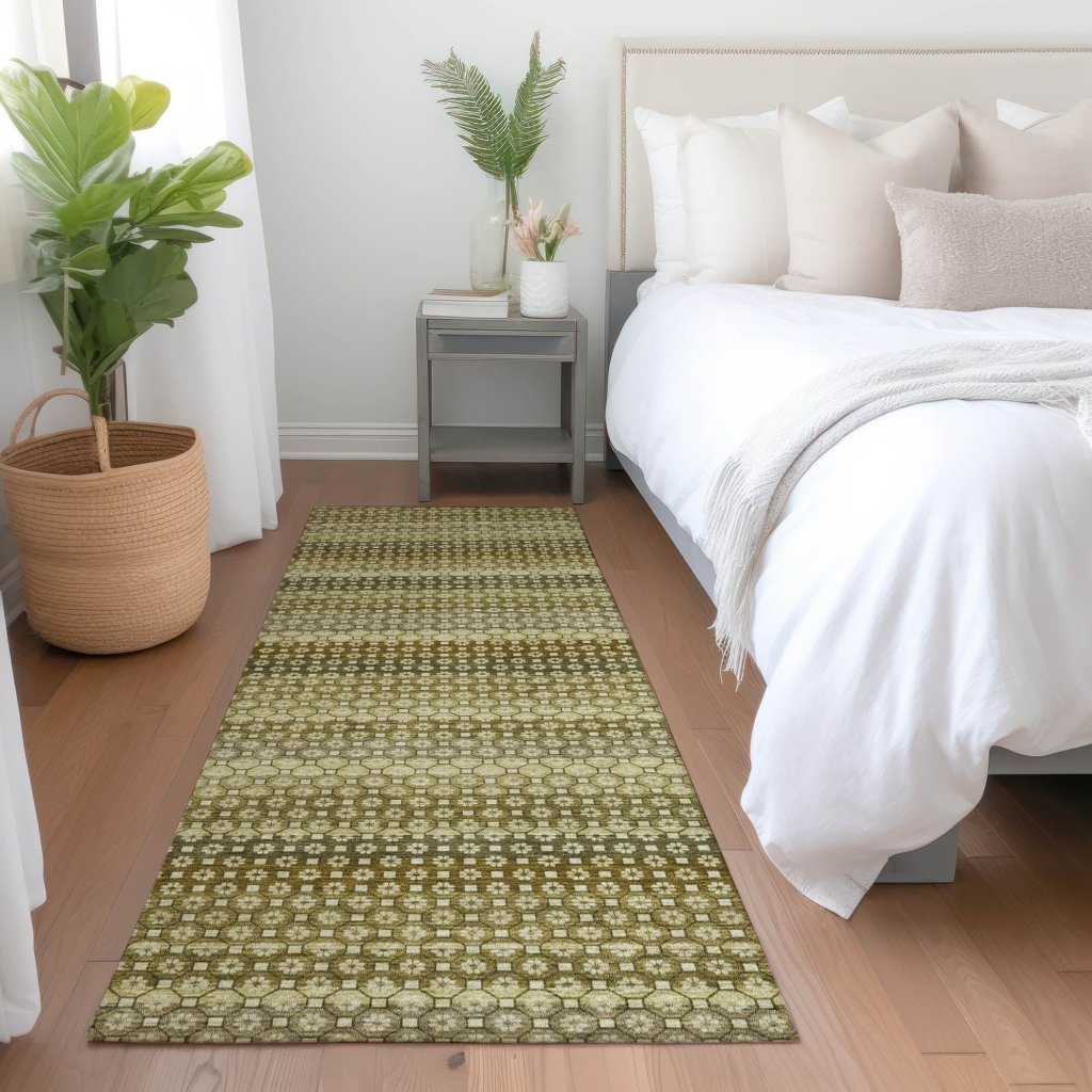 LOOMLAN Rugs Vektura Green Washable Indoor-Outdoor Rug