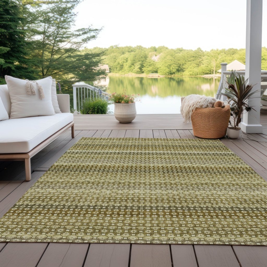 LOOMLAN Rugs Vektura Green Washable Indoor-Outdoor Rug