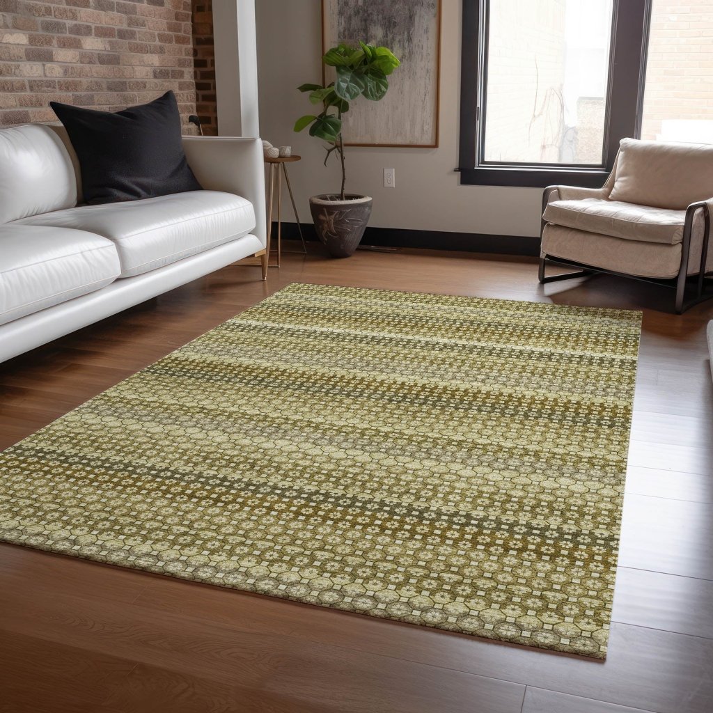 LOOMLAN Rugs Vektura Green Washable Indoor-Outdoor Rug