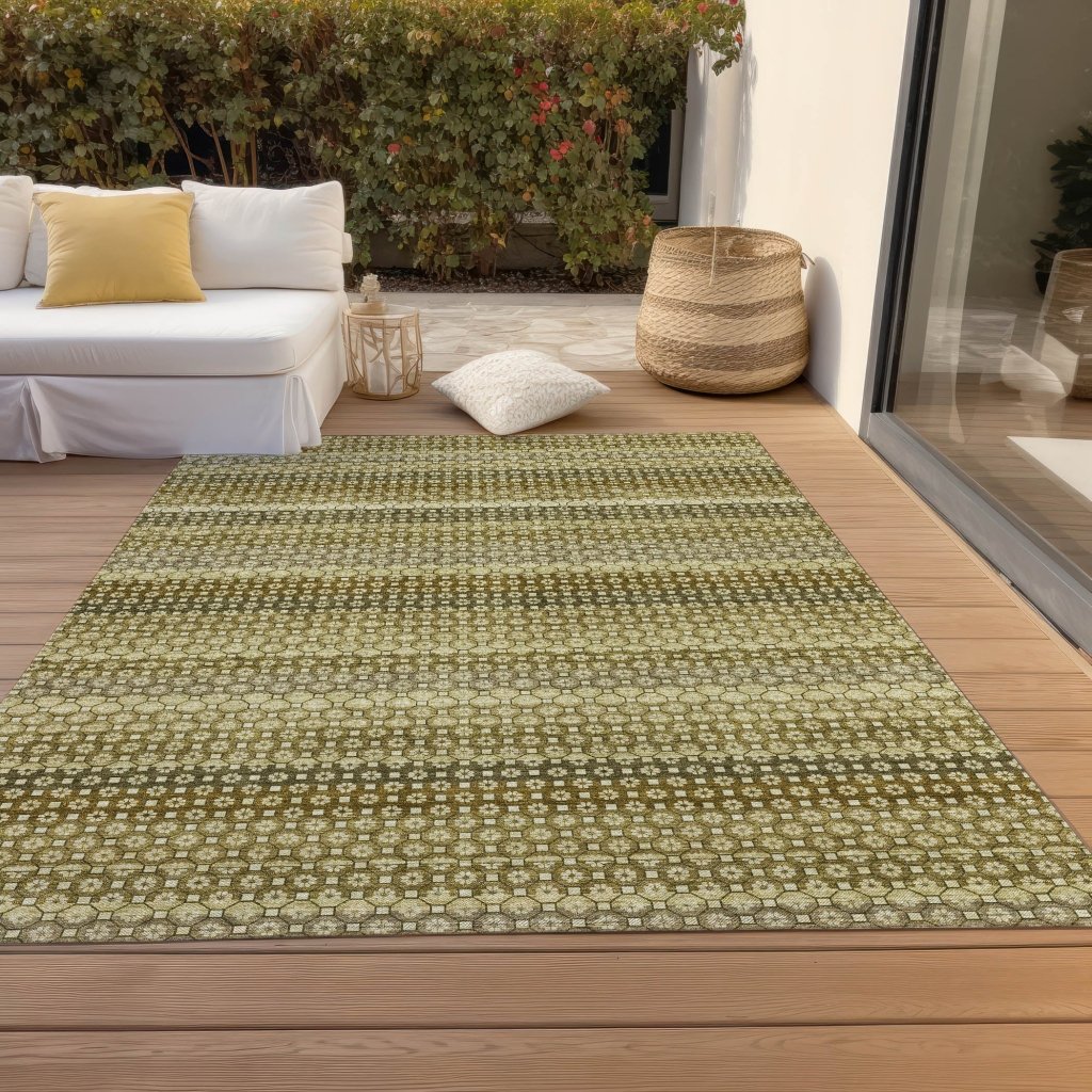 LOOMLAN Rugs Vektura Green Washable Indoor-Outdoor Rug