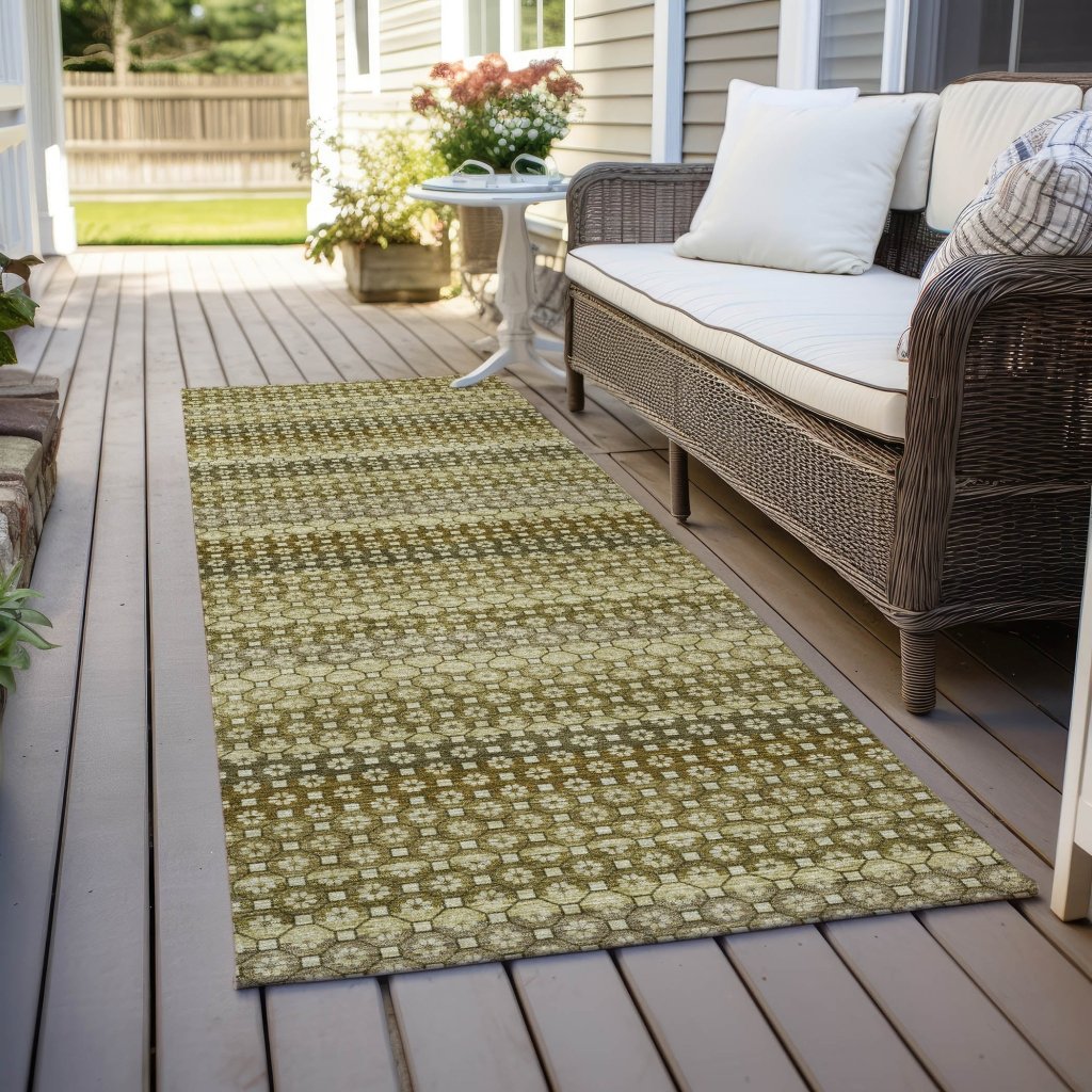 LOOMLAN Rugs Vektura Green Washable Indoor-Outdoor Rug