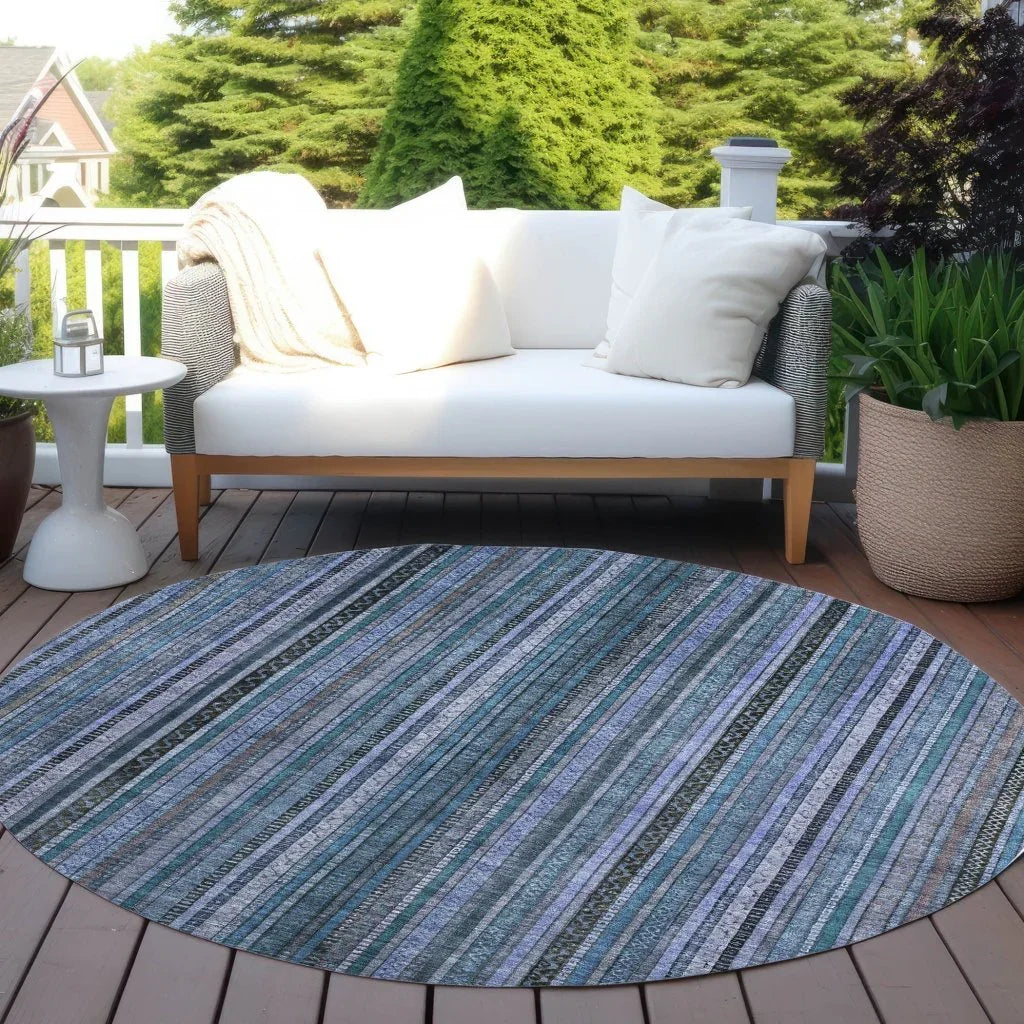 LOOMLAN Rugs Velatrix Blue Washable Indoor-Outdoor Rug