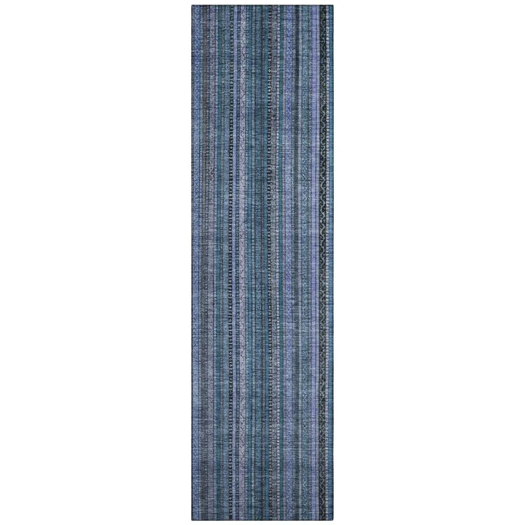 LOOMLAN Rugs Velatrix Blue Washable Indoor-Outdoor Rug