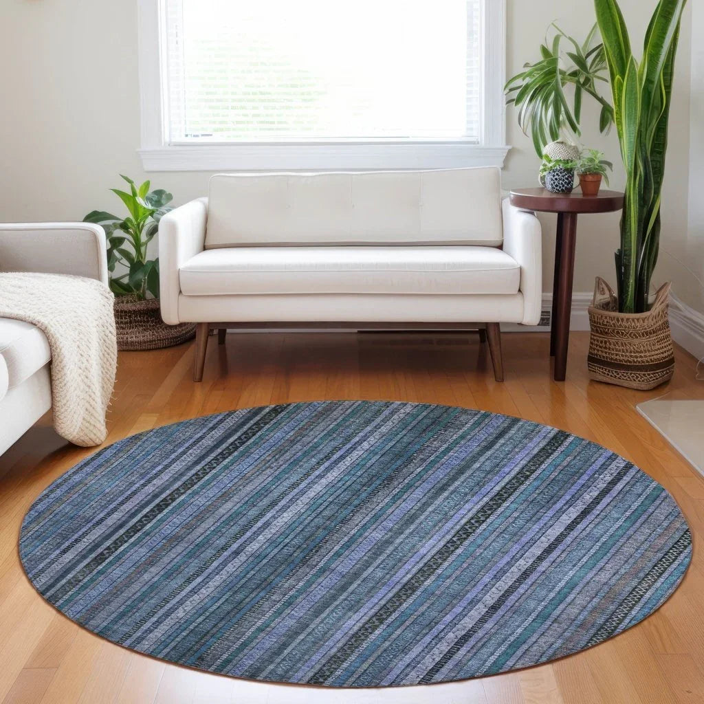 LOOMLAN Rugs Velatrix Blue Washable Indoor-Outdoor Rug