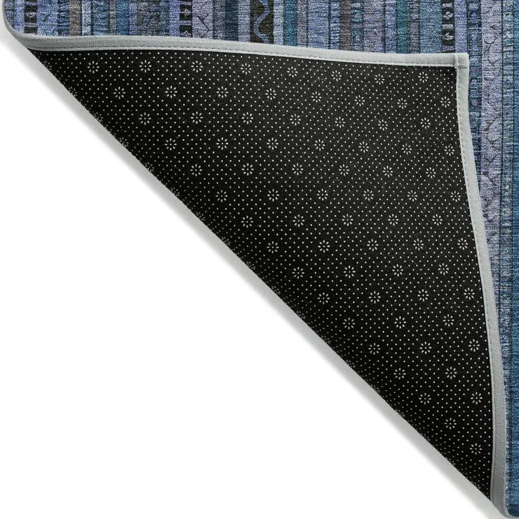 LOOMLAN Rugs Velatrix Blue Washable Indoor-Outdoor Rug