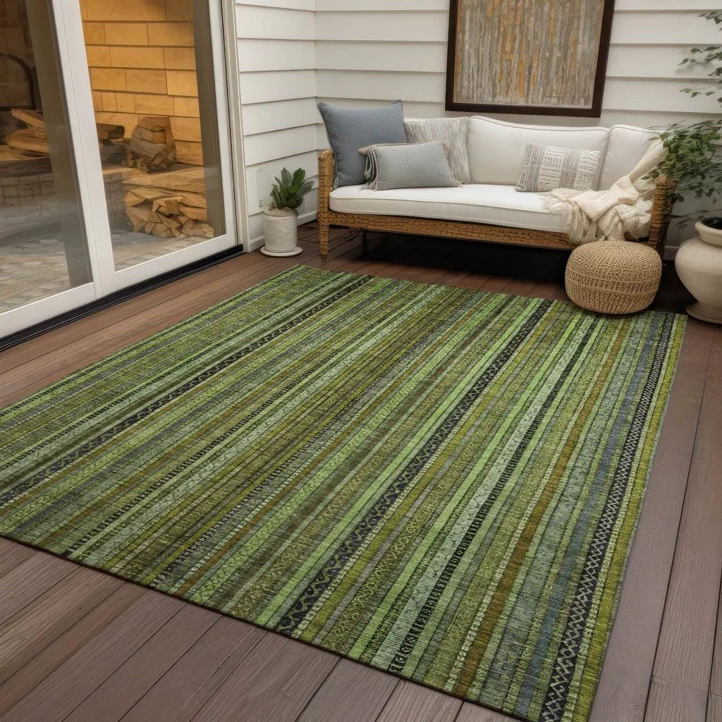 LOOMLAN Rugs Velatrix Green Washable Indoor-Outdoor Rug