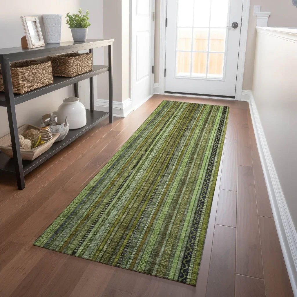 LOOMLAN Rugs Velatrix Green Washable Indoor-Outdoor Rug