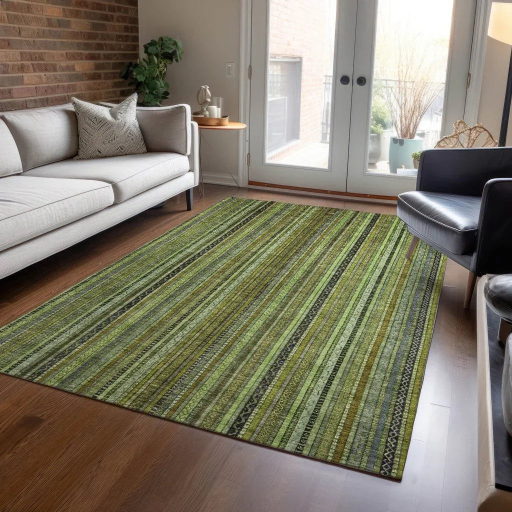 LOOMLAN Rugs Velatrix Green Washable Indoor-Outdoor Rug