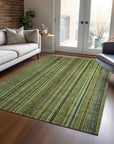 LOOMLAN Rugs Velatrix Green Washable Indoor-Outdoor Rug