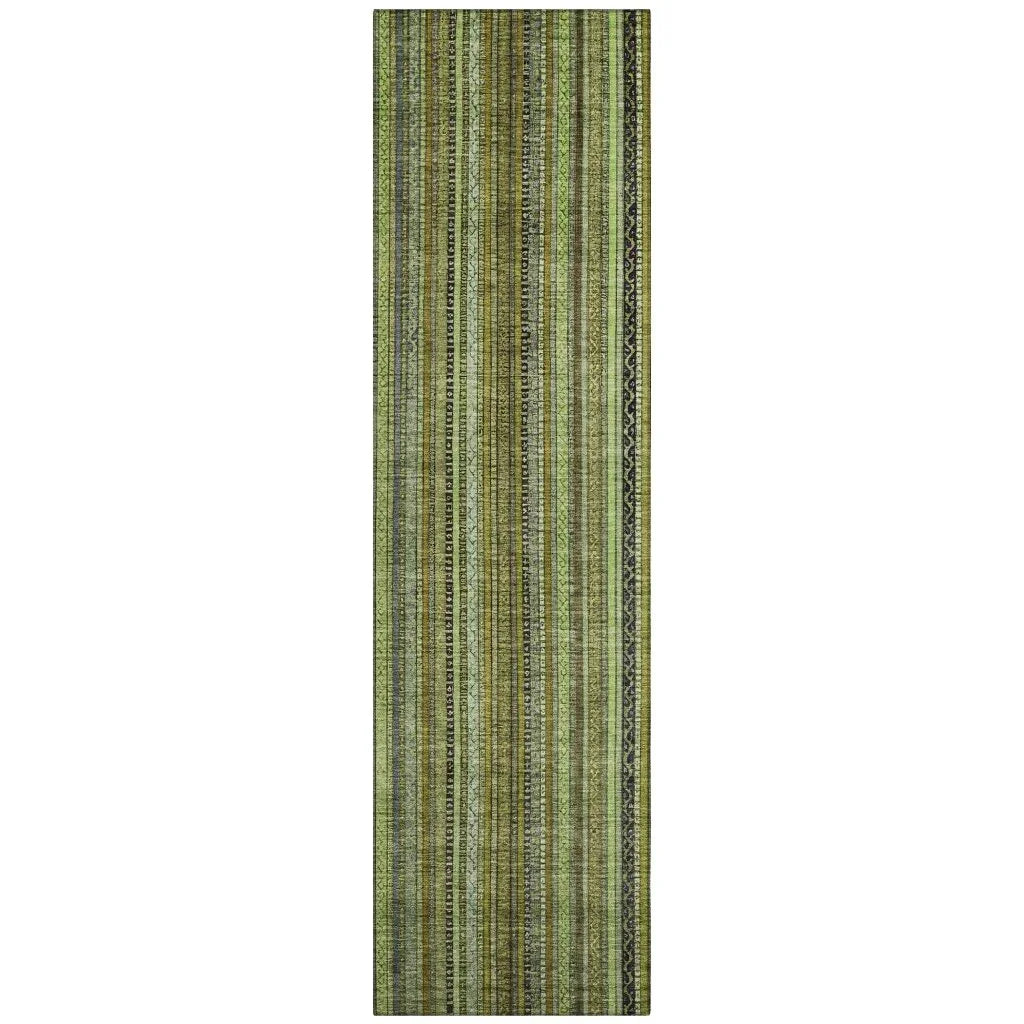 LOOMLAN Rugs Velatrix Green Washable Indoor-Outdoor Rug