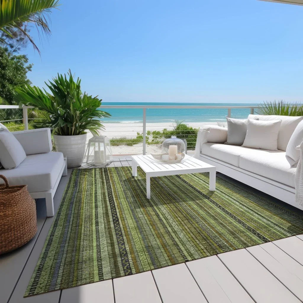 LOOMLAN Rugs Velatrix Green Washable Indoor-Outdoor Rug