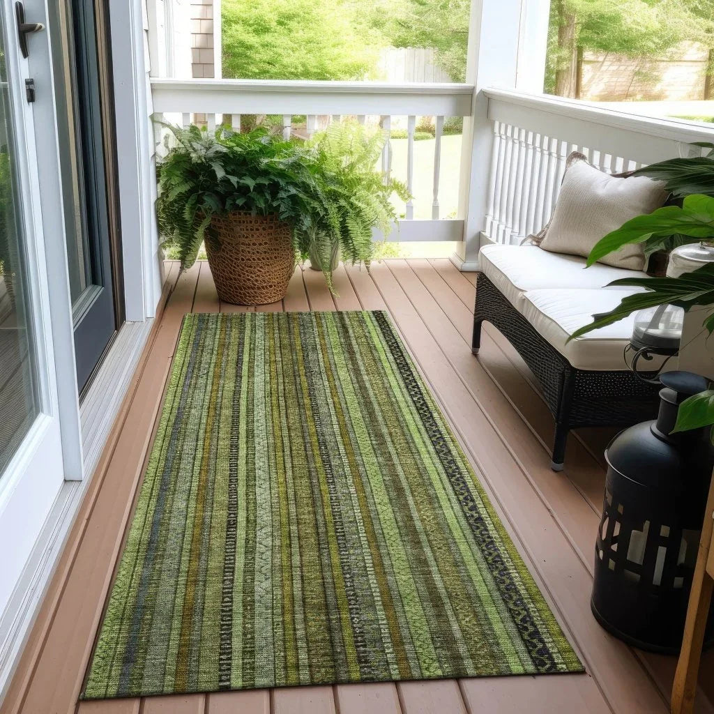 LOOMLAN Rugs Velatrix Green Washable Indoor-Outdoor Rug
