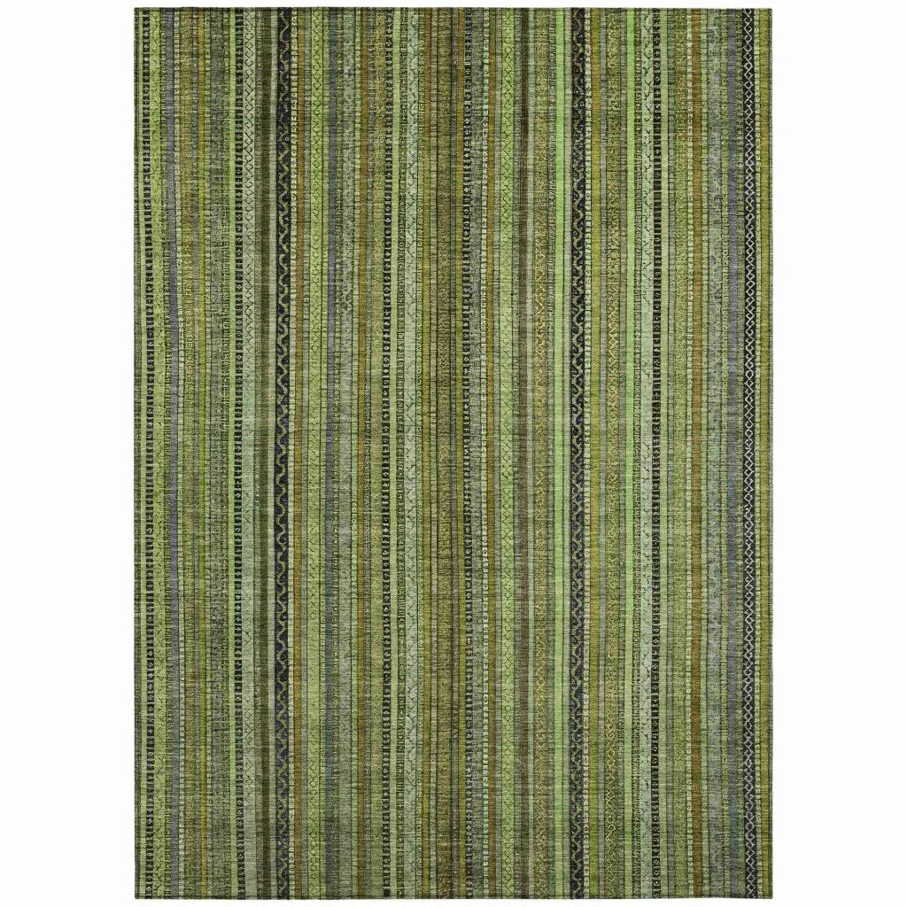 LOOMLAN Rugs Velatrix Green Washable Indoor-Outdoor Rug