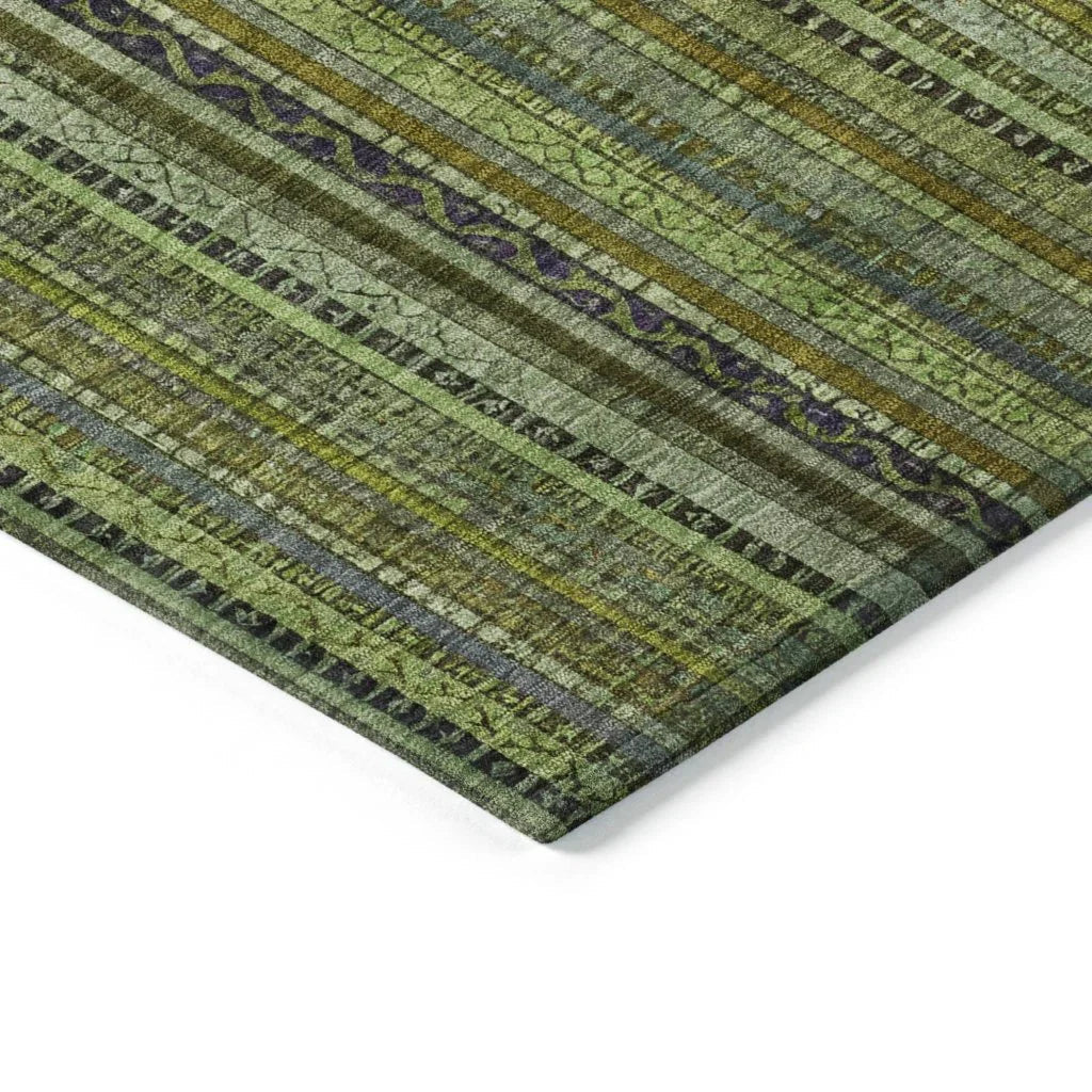 LOOMLAN Rugs Velatrix Green Washable Indoor-Outdoor Rug