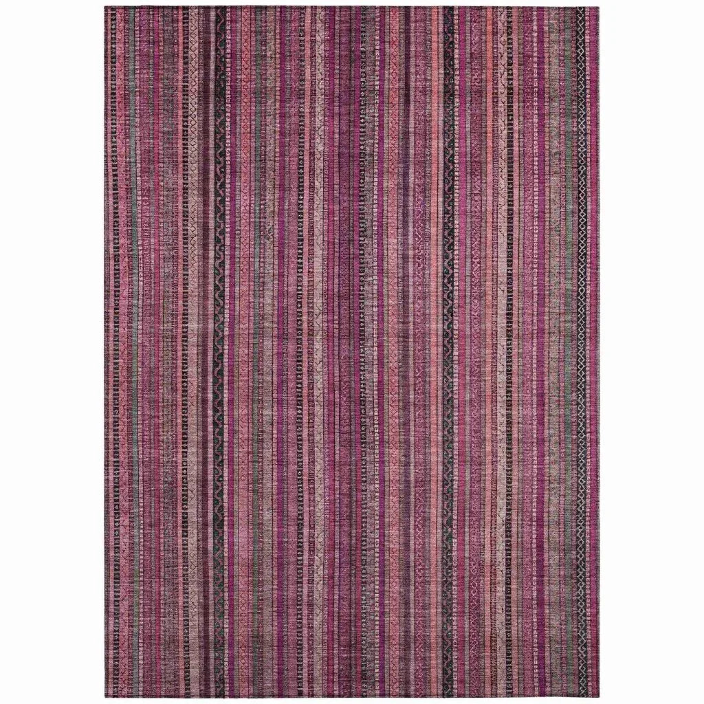 LOOMLAN Rugs Velatrix Pink Washable Indoor-Outdoor Rug