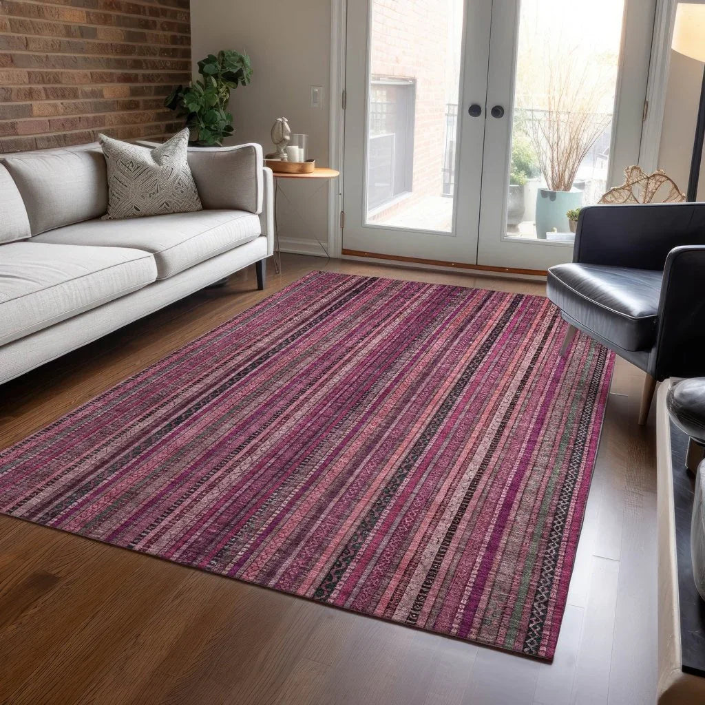 LOOMLAN Rugs Velatrix Pink Washable Indoor-Outdoor Rug