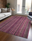 LOOMLAN Rugs Velatrix Pink Washable Indoor-Outdoor Rug