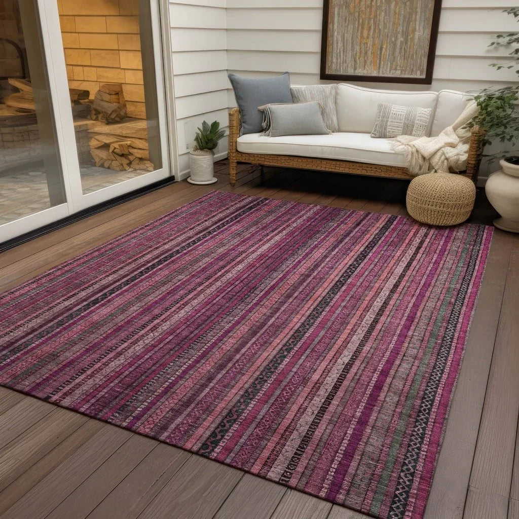 LOOMLAN Rugs Velatrix Pink Washable Indoor-Outdoor Rug