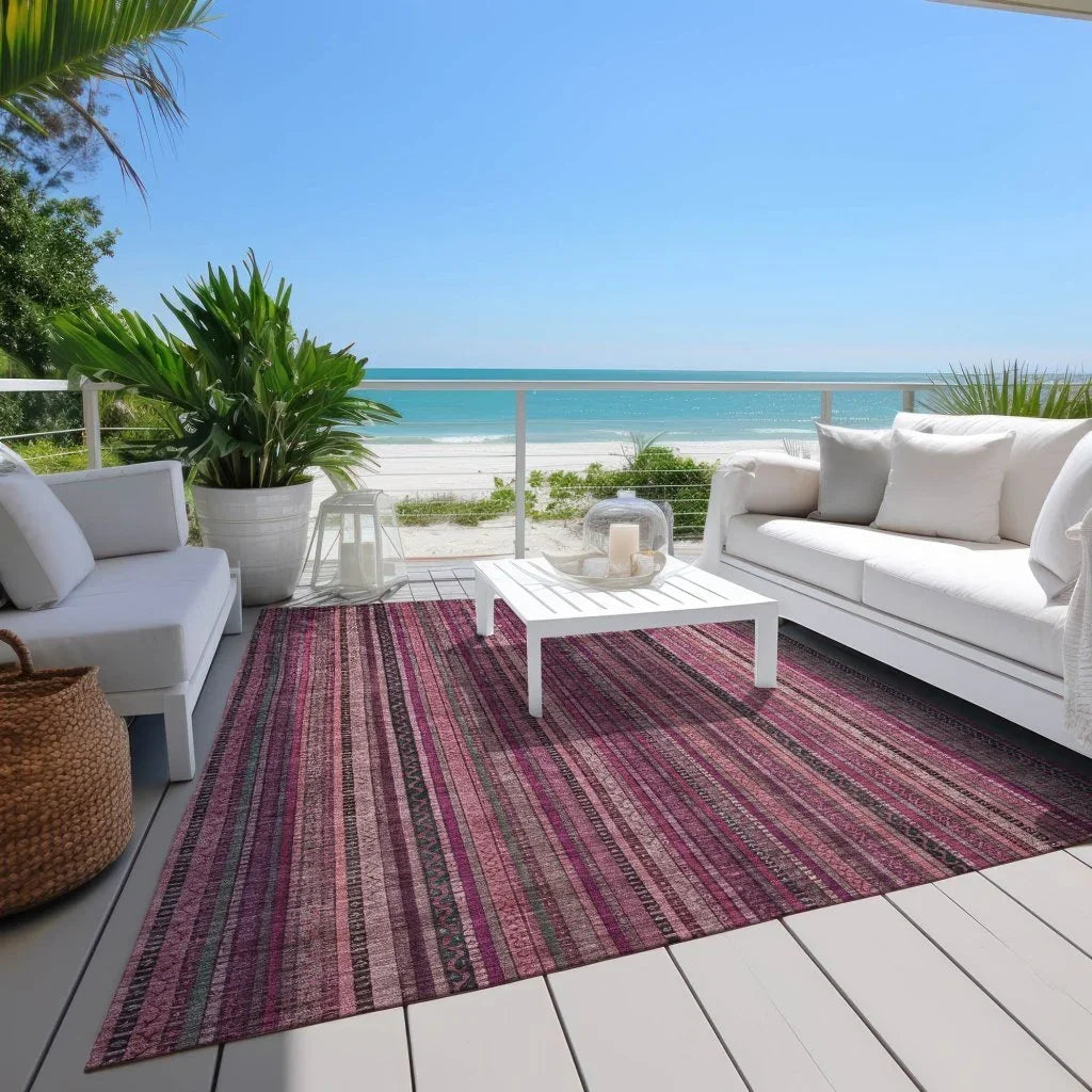 LOOMLAN Rugs Velatrix Pink Washable Indoor-Outdoor Rug