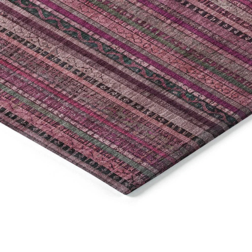 LOOMLAN Rugs Velatrix Pink Washable Indoor-Outdoor Rug