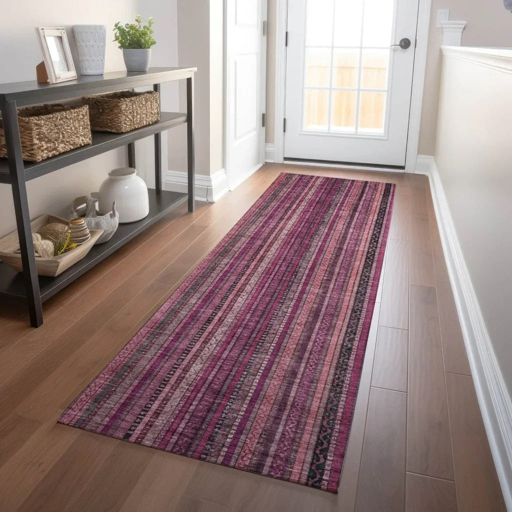 LOOMLAN Rugs Velatrix Pink Washable Indoor-Outdoor Rug