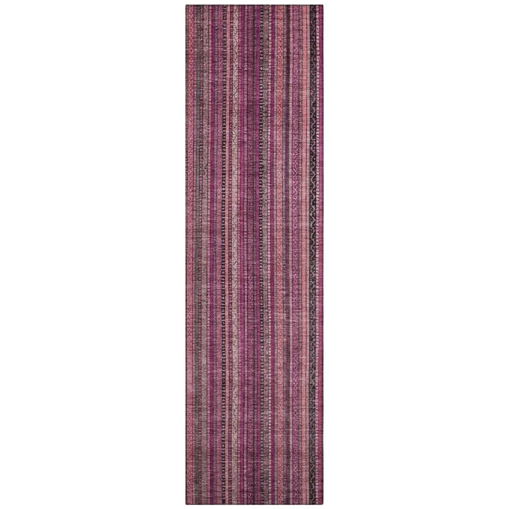 LOOMLAN Rugs Velatrix Pink Washable Indoor-Outdoor Rug