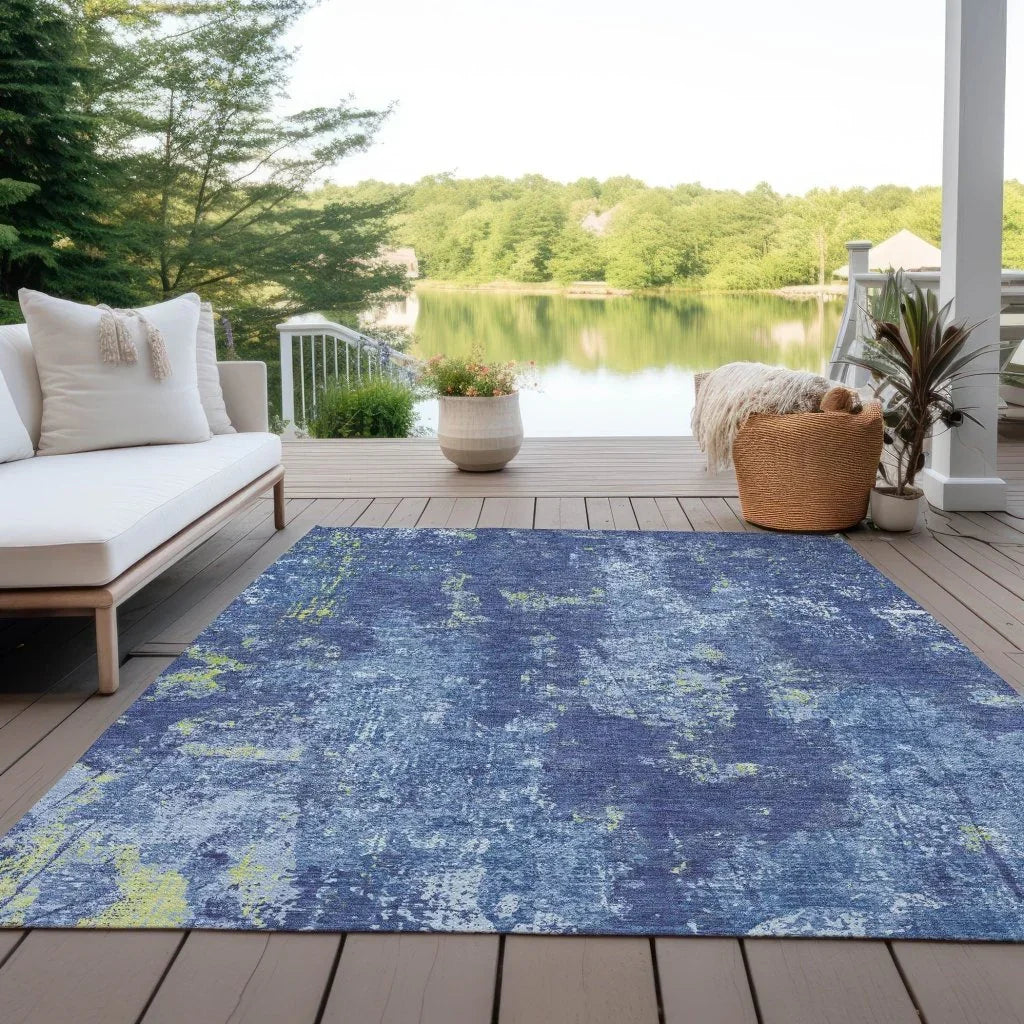 LOOMLAN Rugs Veldan Blue Washable Indoor-Outdoor Rug