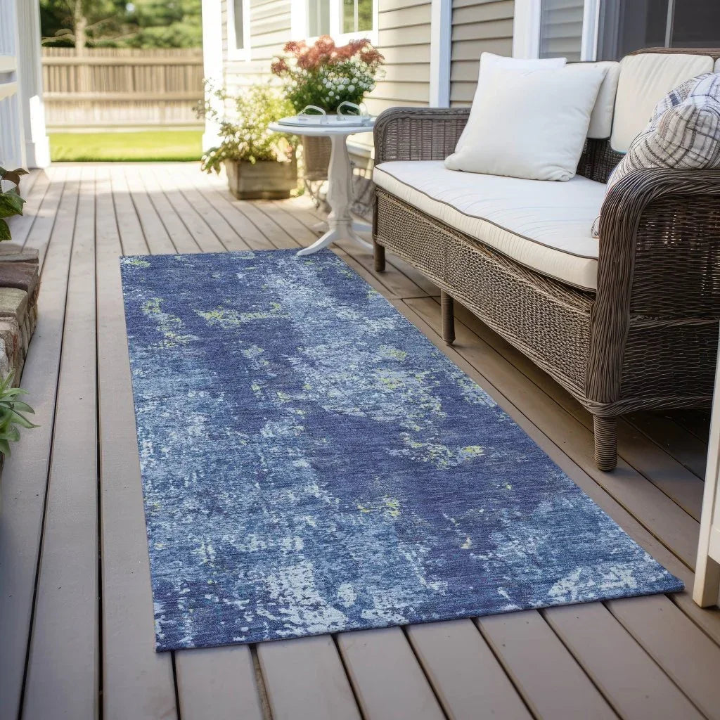 LOOMLAN Rugs Veldan Blue Washable Indoor-Outdoor Rug