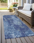LOOMLAN Rugs Veldan Blue Washable Indoor-Outdoor Rug