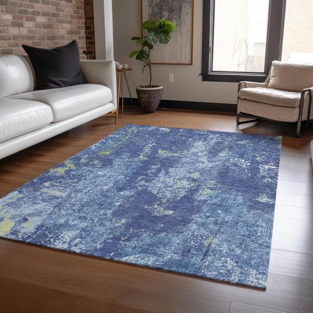 LOOMLAN Rugs Veldan Blue Washable Indoor-Outdoor Rug