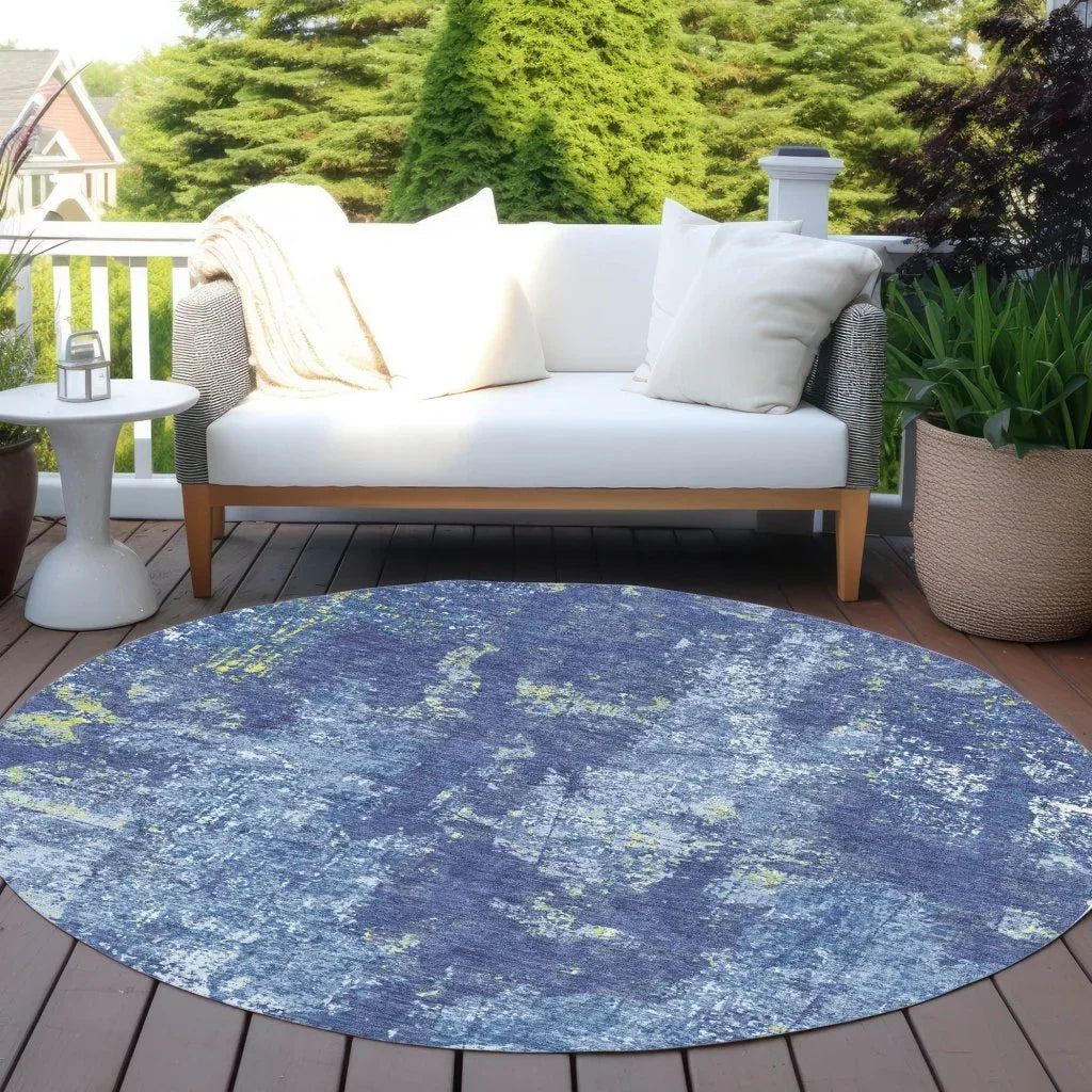 LOOMLAN Rugs Veldan Blue Washable Indoor-Outdoor Rug