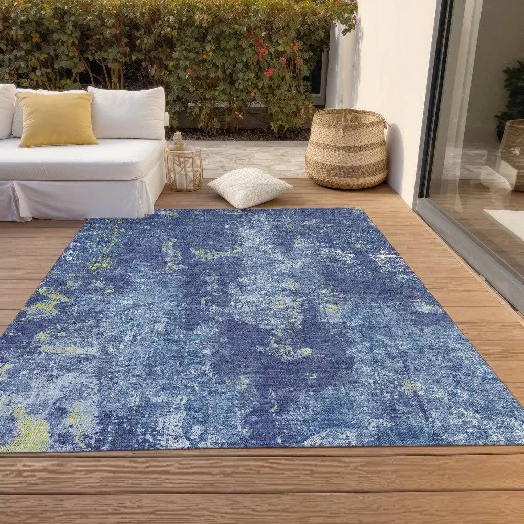 LOOMLAN Rugs Veldan Blue Washable Indoor-Outdoor Rug